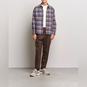 NN 07. | Mens Deon Brushed Flannel Checked Shirt Brown/Blue | size large
